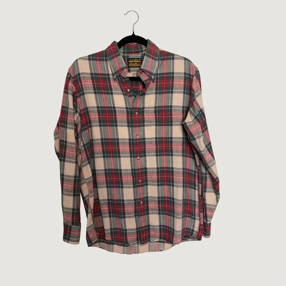 Vintage 90's Eddie Bauer Plaid Flannel Shirt‎ Vintage Cotton Button Down